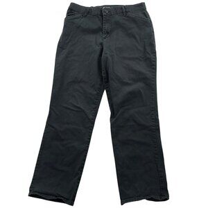 Lee Women's Black Pants Size 12 Relaxed Fit Short Stretch Cotton Blend